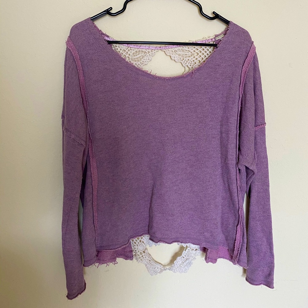 Free People Lace Back Sweater, Size M